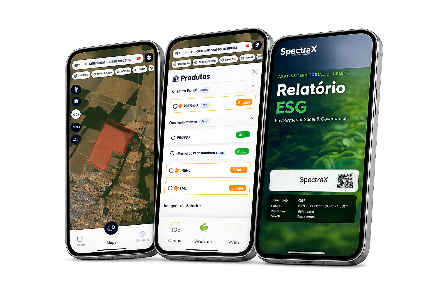 SpectraX — app no celular, plataforma e relatório ESG